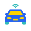Icône bleu-jaune de la voiture avec WIFI